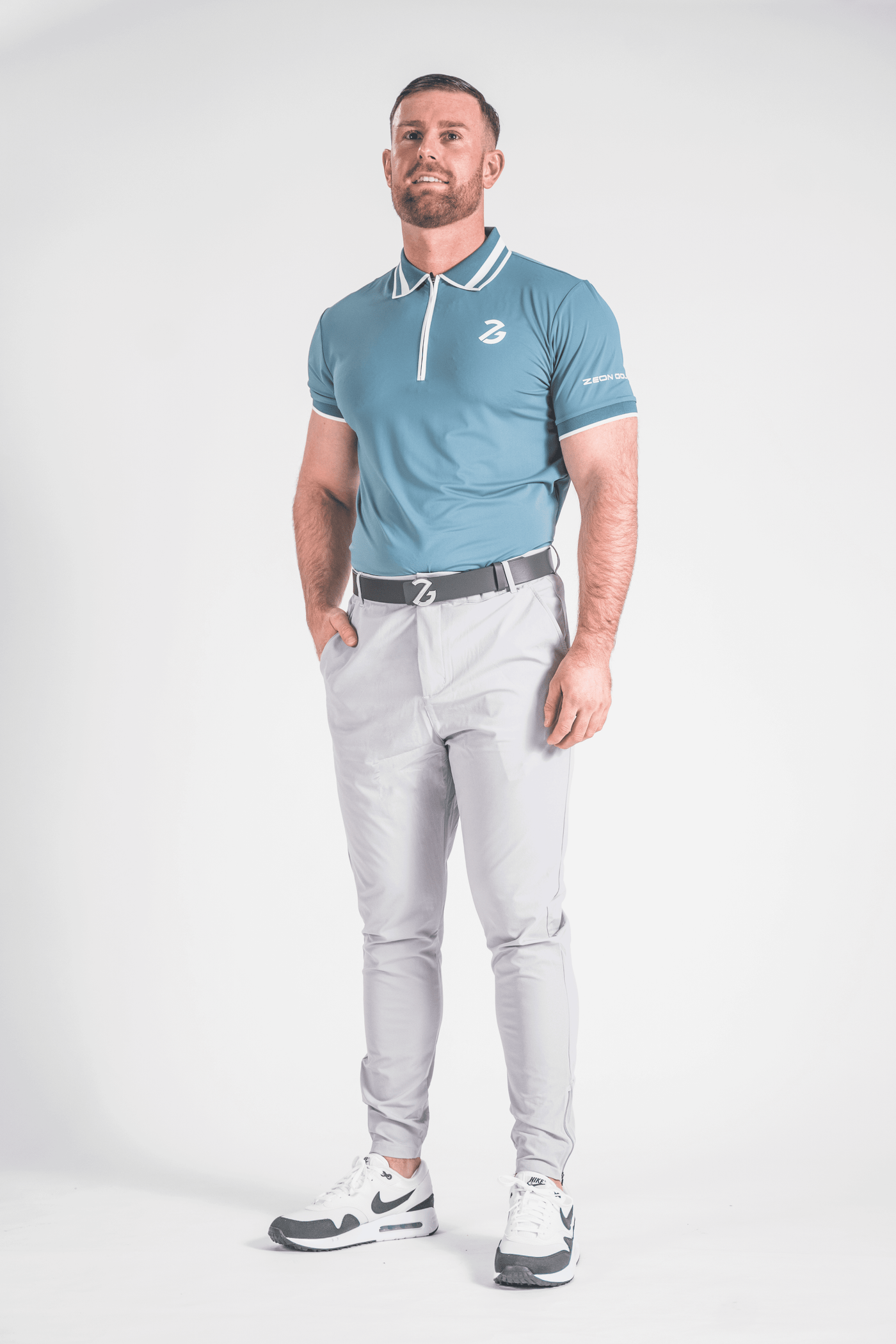 Amphion Zip-Neck Polo Teal