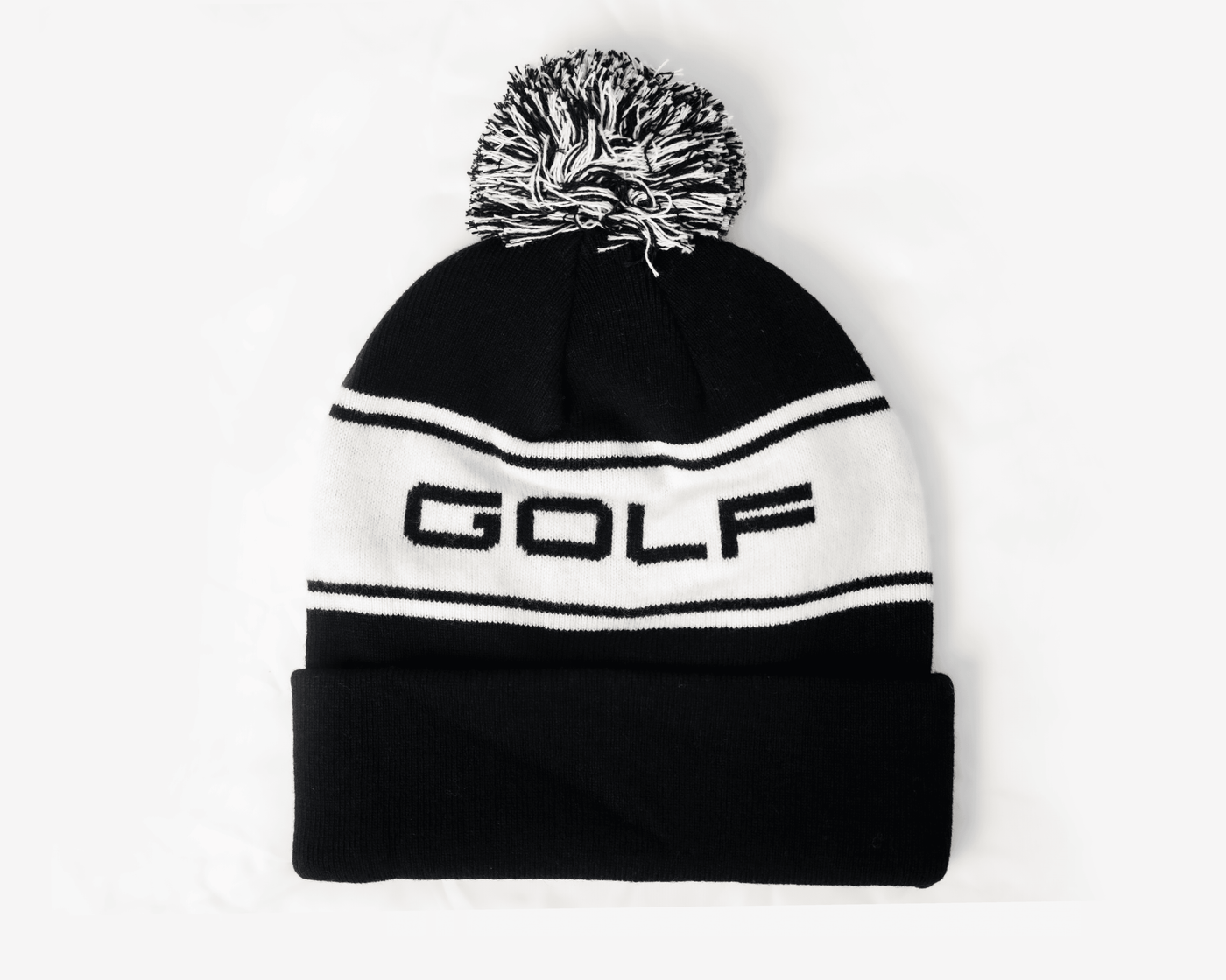 100% Merino Wool Zestós Golf Pom Beanie Black