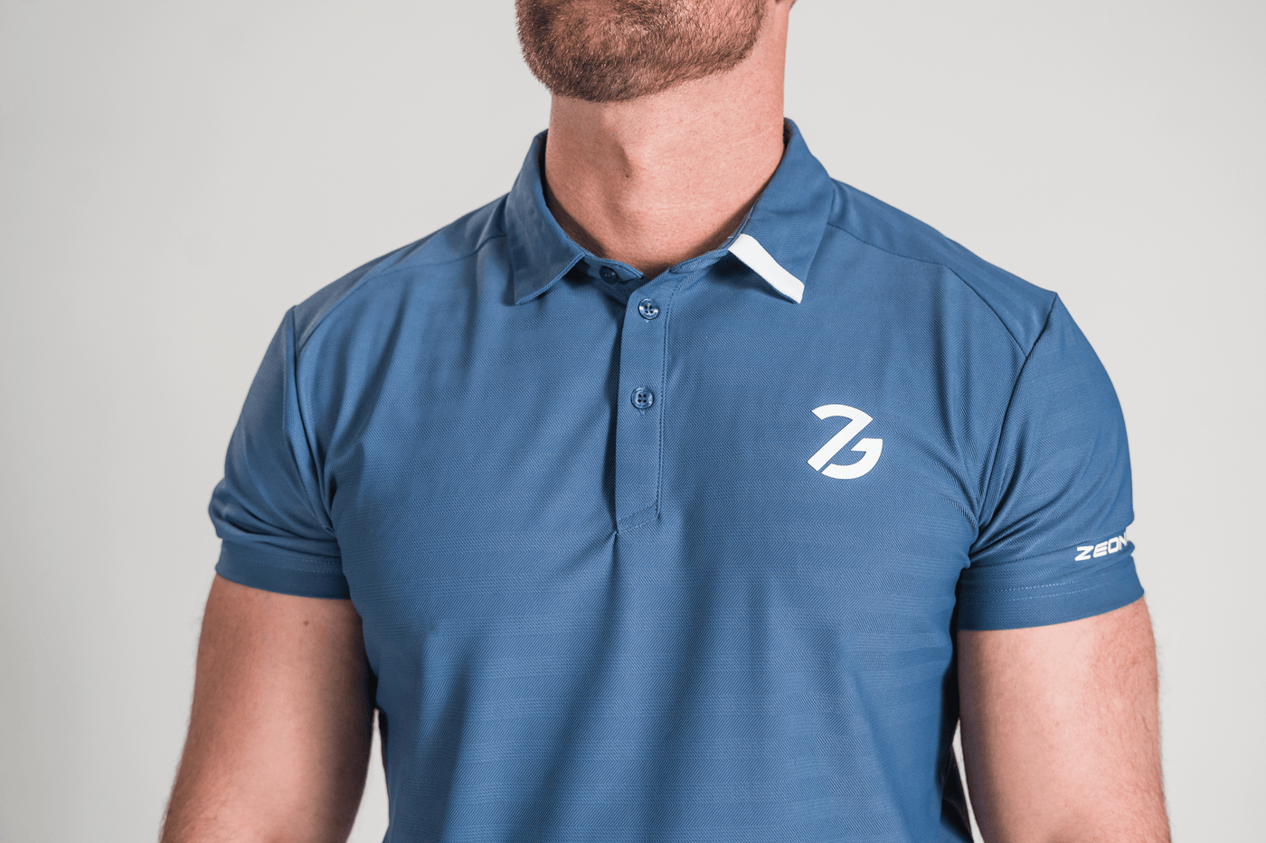 Helios Button Polo Steel Blue