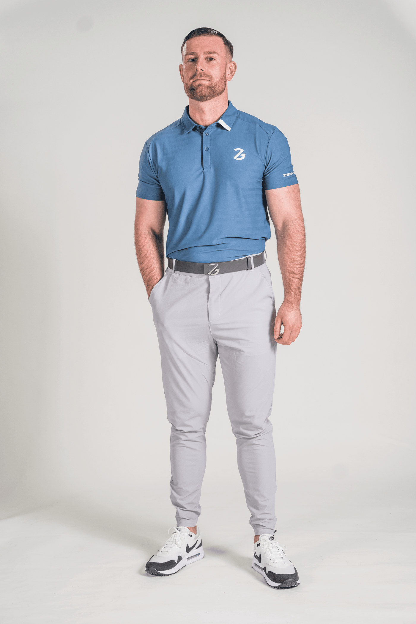 Helios Button Polo Steel Blue