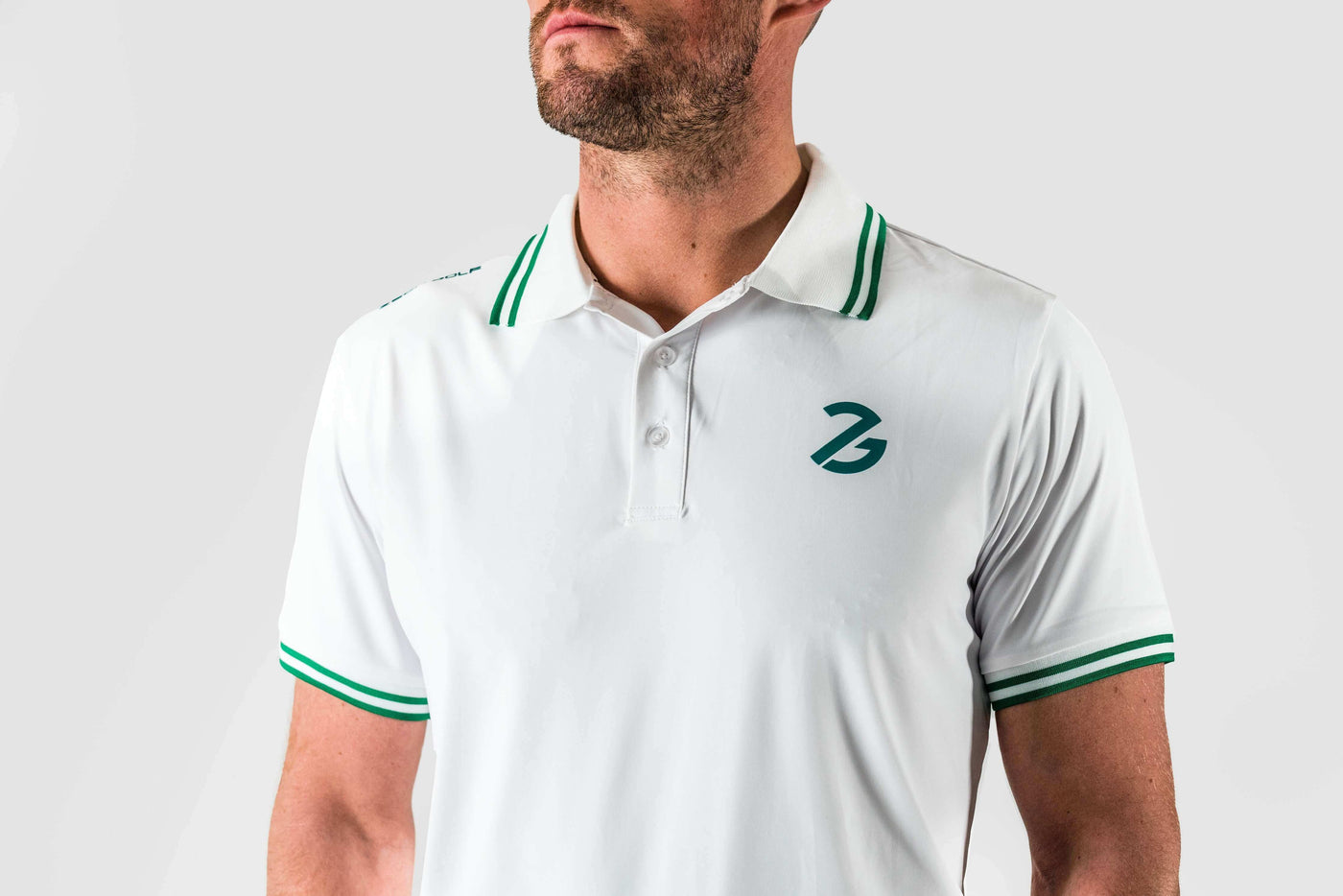 Hector White/Green Button Polo